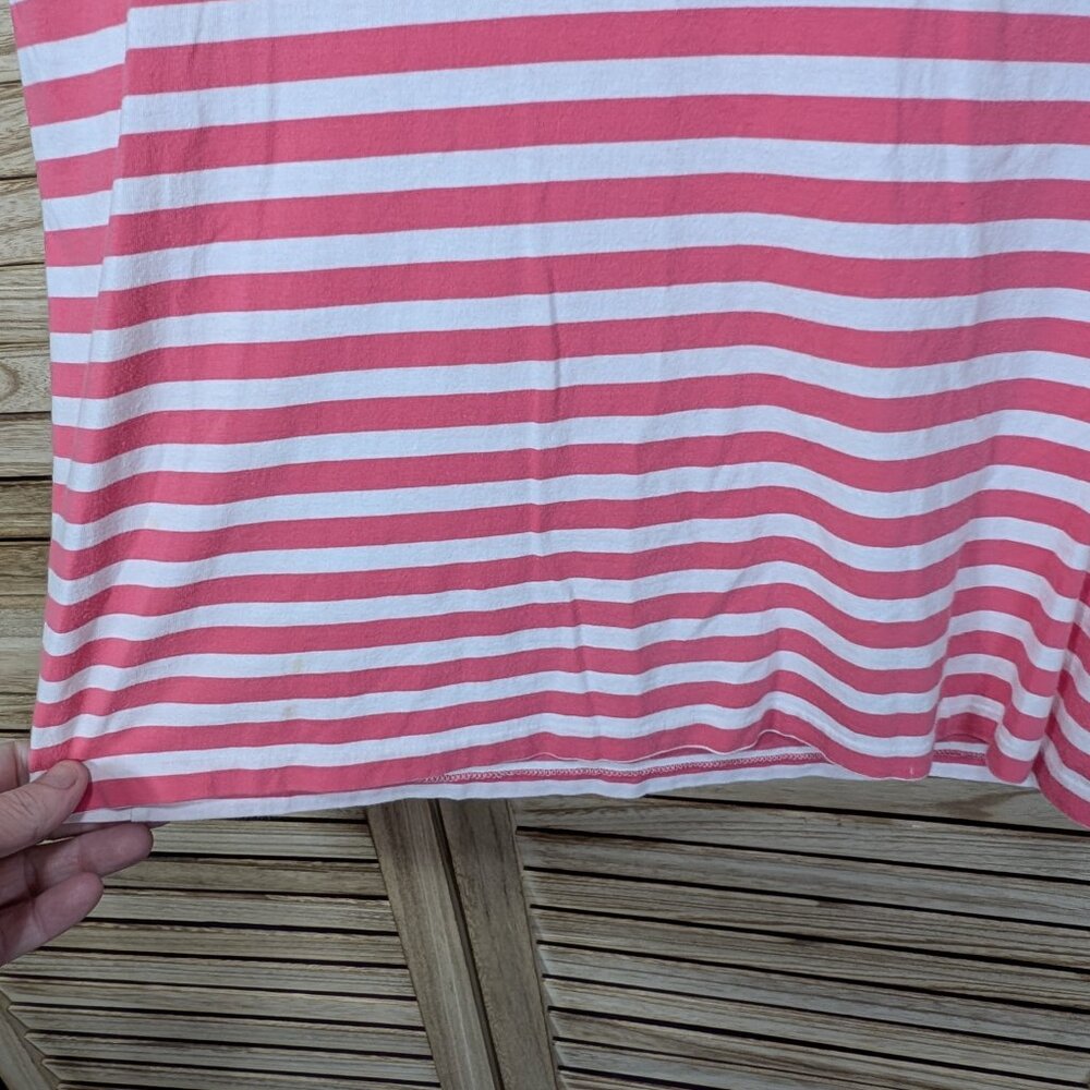 Ralph Lauren Sport T-Shirt Striped V-Neck with Logo Pink White Vintage Size XL - Picture 5 of 9